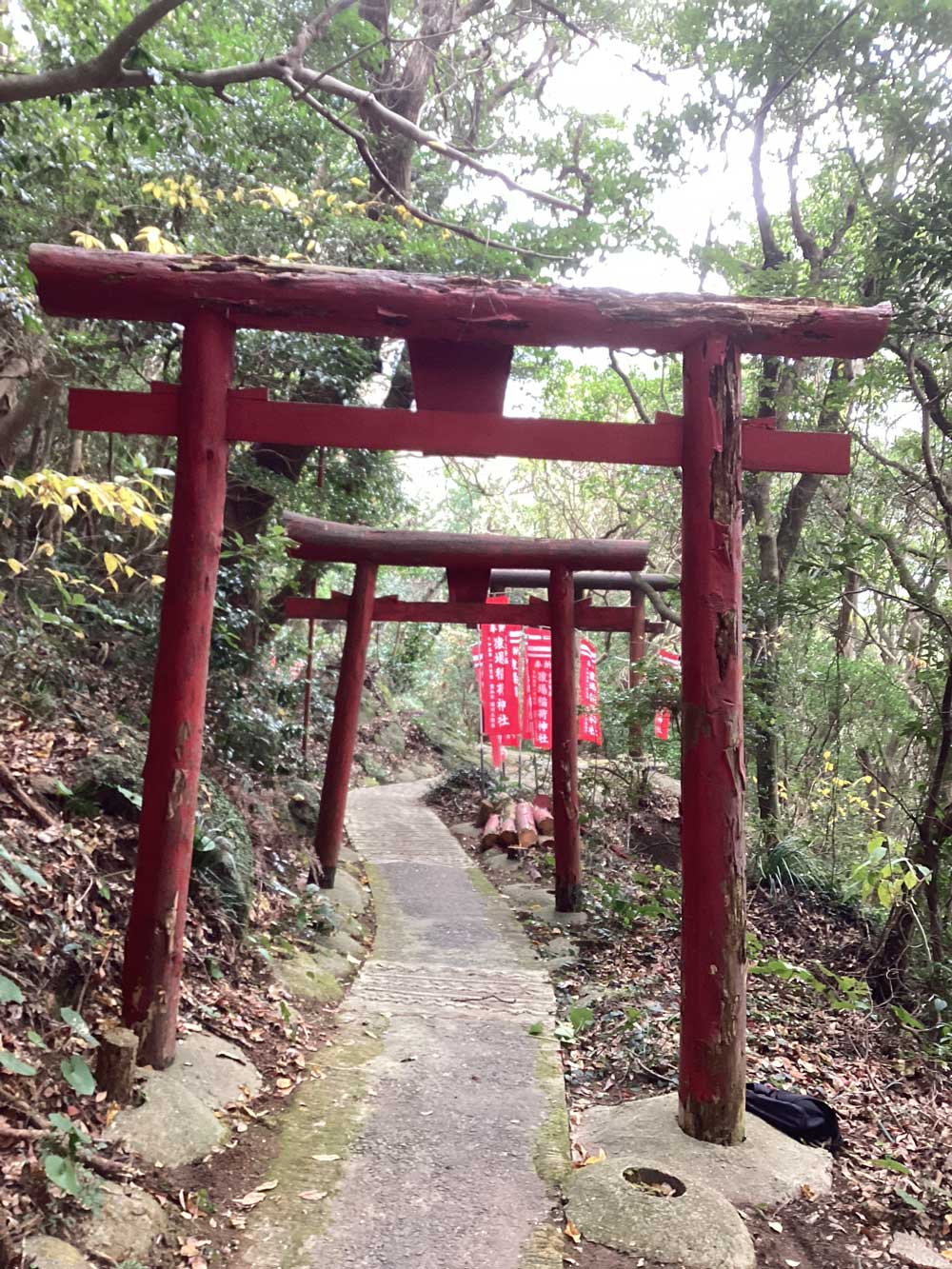 松岡建設塗装施工例：猿場神社鳥居施工前