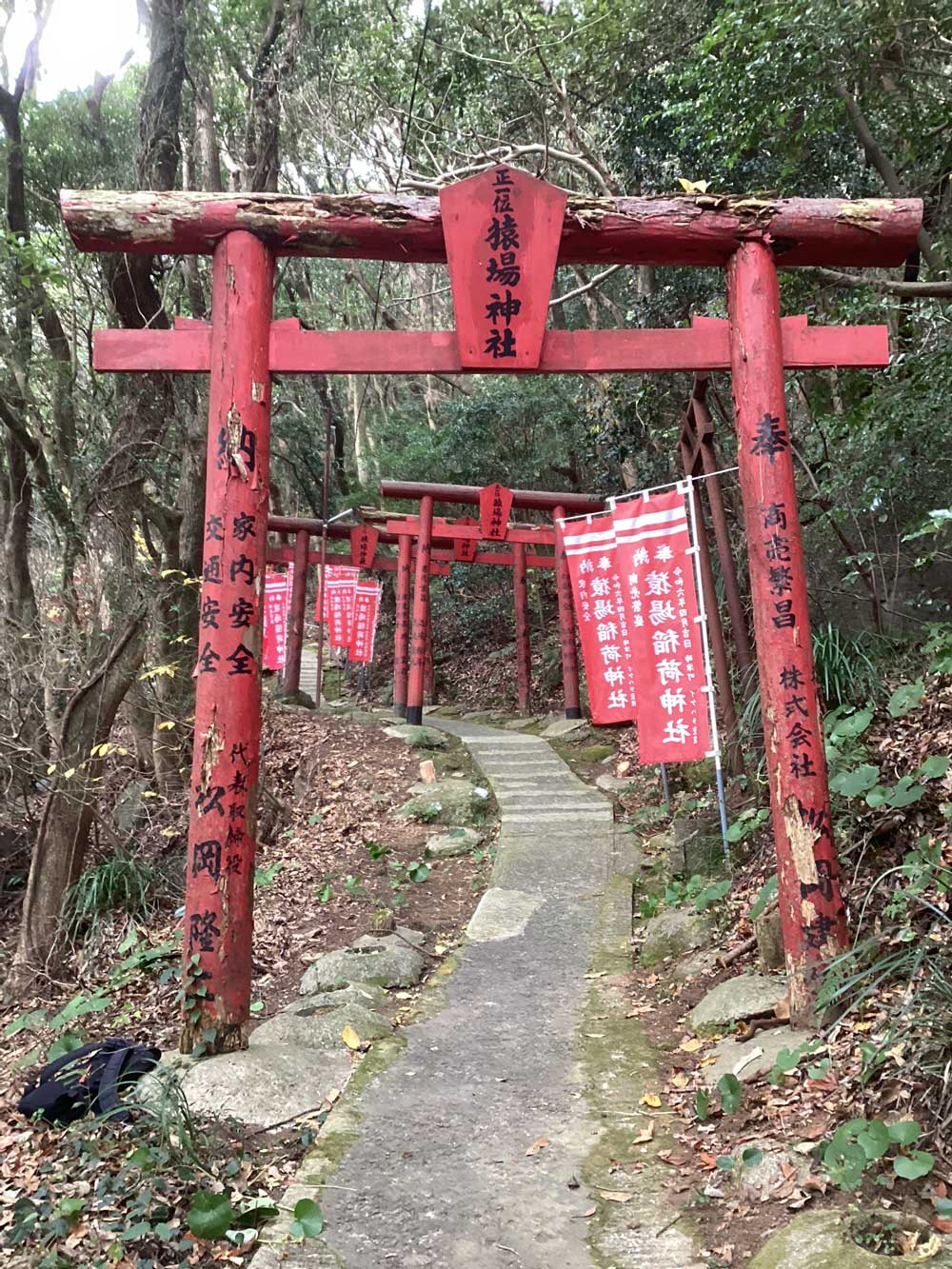 松岡建設塗装施工例：猿場神社鳥居施工前
