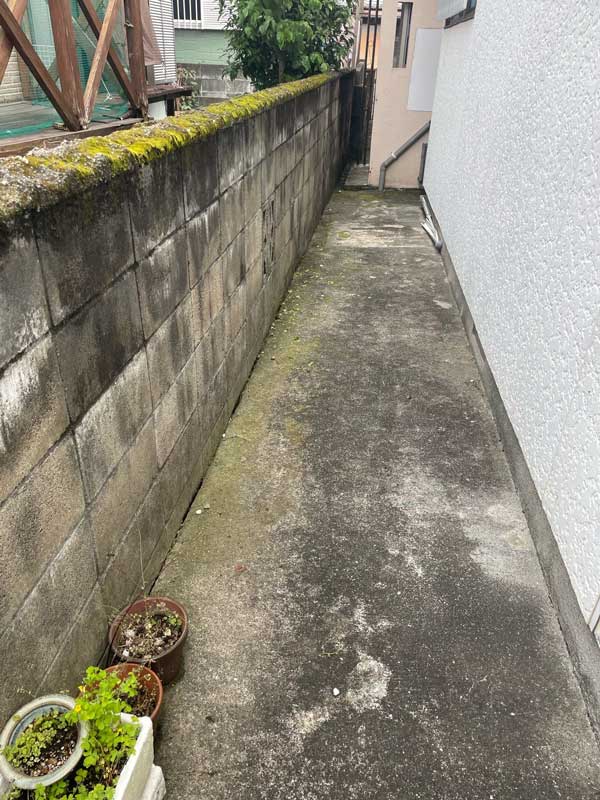 松岡建設伐採施工後：通路脇をきれいに除草