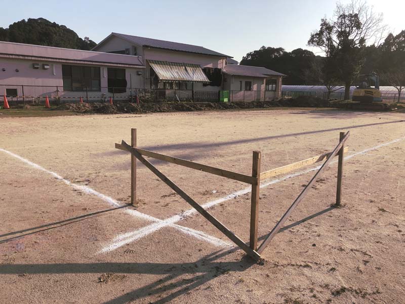 松岡建設体育館施工中画像